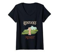 Femme Résister à la Manifestation Politique du Kentucky T-Shirt avec Col en V