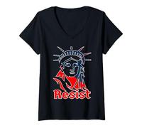 Femme Résister à la protestation Sauver la démocratie américaine Droits civils 2025 T-Shirt avec Col en V