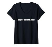 Femme résister à l'esprit d'esclave T-Shirt avec Col en V