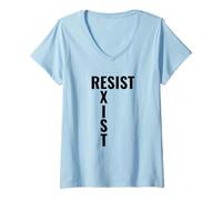 Femme Résistez à exister Stand Up And Be Heard Rallye de protestation T-Shirt avec Col en V