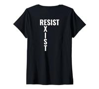 Femme Résistez à exister Stand Up And Be Heard Rallye de protestation T-Shirt avec Col en V
