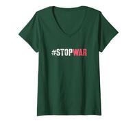 Femme Résistez, Stop À LA Guerre, À LA Paix, À LA GUÉRISON, À L'ANTIVIOLENCE T-Shirt avec Col en V
