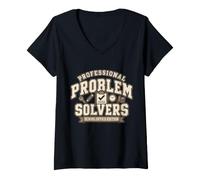 Femme Résolveurs de problèmes Professionnels de l'administration Scolaire et Conception de Bureaux T-Shirt avec Col en V