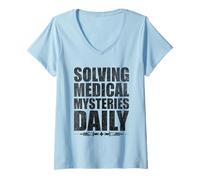 Femme Résoudre les mystères médicaux Interniste quotidien en médecine interne T-Shirt avec Col en V