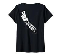 Femme Respect for Bikers - Salutations pour Motards et Motards T-Shirt avec Col en V