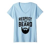 Femme Respect The Beard Funny Facial Hair Amateur T-Shirt avec Col en V