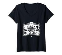 Femme Respect The Commish Fantasy Football Manager Vêtements T-Shirt avec Col en V