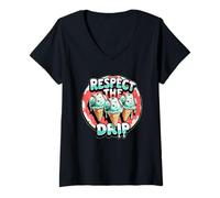 Femme Respect The Drip - Baseball Ice Cream Youth Tee T-Shirt avec Col en V