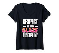Femme Respect The Drip Glaze Discipline T-Shirt avec Col en V