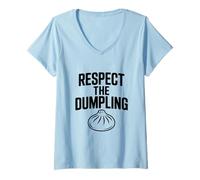Femme Respect The Dumpling Cute Foodie Humour T-Shirt avec Col en V
