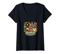 Femme Respect The Locals Illustration de la Faune indigène T-Shirt avec Col en V