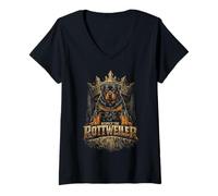Femme Respect The Rottweiler T-Shirt avec Col en V