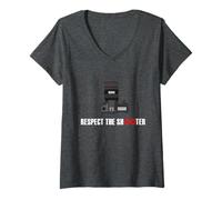Femme Respect The Shooter Appareil Photo Photographe T-Shirt avec Col en V