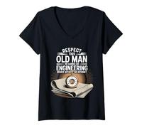Femme Respect This Old Man Engineering Without Internet |- T-Shirt avec Col en V