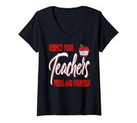 Femme Respecte Les Enseignants Et Sois Gentil T-Shirt avec Col en V