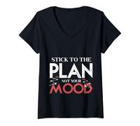 Femme Respectez Le Plan, Pas Votre Objectif de Motivation et de Discipline T-Shirt avec Col en V