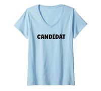 Femme Responsable Équipe Événement Mot Idéal Simple Candidat T-Shirt avec Col en V