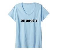 Femme Responsable Équipe Événement Mot Idéal Simple Interprète T-Shirt avec Col en V