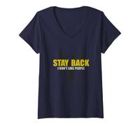 Femme Restez en arrière, Je n'aime Pas Les Gens T-Shirt avec Col en V
