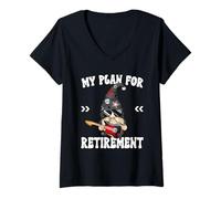 Femme Retired Dad GNOME for Rockstar My Retirement Plan Guitar T-Shirt avec Col en V