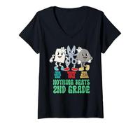 Femme Retour à l'école 2e année Pierre Papier Ciseaux Rien ne Vaut T-Shirt avec Col en V