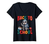 Femme Retour à l'école Mignon Honey Badger Student First Day Vibes T-Shirt avec Col en V