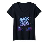 Femme Retour aux années 80 Retro Nostalgic Down Memory Lane Throwback T-Shirt avec Col en V