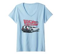 Femme Retour vers le futur DeLorean Graphic T-Shirt avec Col en V