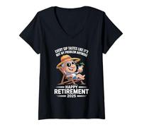 Femme Retraite 2025 Every Sip Tastes Like It's Not My Problem T-Shirt avec Col en V
