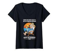 Femme Retraite 2025 Every Sip Tastes Like It's Not My Problem T-Shirt avec Col en V