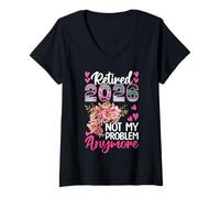 Femme Retraité 2026 Not My Problem Anymore Retirement T-Shirt avec Col en V