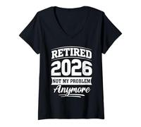 Femme Retraité 2026 Not My Problem Anymore T-Shirt avec Col en V