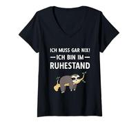 Femme Retraite Ich Muss Gar Nix ! Ich Bin Im Rühestand Rente T-Shirt avec Col en V