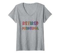 Femme RETRAITÉ Principal École Hors Service Croisière Retraite Vacances T-Shirt avec Col en V