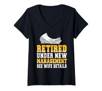 Femme Retraité sous Nouvelle Direction Drôle T-Shirt avec Col en V