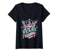 Femme Rétro : 250 Ans en Dieu, Nous Avons Confiance, 1776-2026 - États-Unis T-Shirt avec Col en V