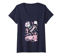 Femme Retro 90's Girly Things CDs Collage Y2K Cute Collection T-Shirt avec Col en V