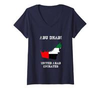 Femme Retro Abu Dhabi Émirats Arabes Unis Vieilli T-Shirt avec Col en V