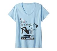 Femme Rétro années 1950 Crazy Cats Amoureux de musique Swing Rock N Roll T-Shirt avec Col en V