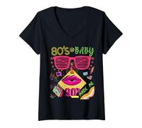 Femme Rétro années 80 bébé années 90 Made Me Vintage années 80 90 pour femmes filles T-Shirt avec Col en V