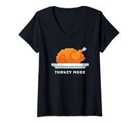 Femme Retro Arcade Pixelated Game Turkey - Turkey Mode T-Shirt avec Col en V