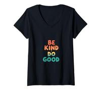 Femme Retro Be Kind Do Good Positive Vibes T-Shirt avec Col en V