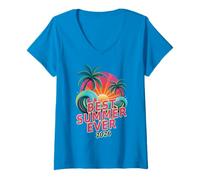 Femme Retro Best Summer Ever 2026 Vacation Trip Surf Travel T-Shirt avec Col en V