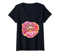 Femme Rétro Chat Lover Graphic Puss Pus Midnight Sun Cats Nordic T-Shirt avec Col en V