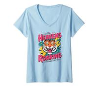 Femme Retro Christian The Heavens are Roaring Psaum 19:1 T-Shirt avec Col en V