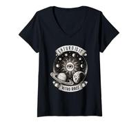 Femme Rétro-Colère Style Astrologique Mystique Weirdcore T-Shirt avec Col en V