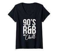 Femme Retro Cool I Love 90's R&B & Chill R&B Music Lovers T-Shirt avec Col en V