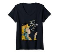 Femme Rétro Drôle Tuez Le T-Shirt avec Col en V