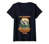 Femme Rétro du Parc National de Yosemite | Nature Lover USA T-Shirt avec Col en V