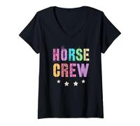Femme Rétro Eat Sleep Ride Chevaux Répétition Gallop Team Horseback T-Shirt avec Col en V